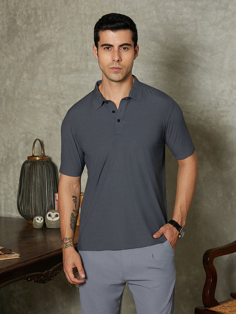 CTRL CLUB Seamless Striped Polo T-Shirt