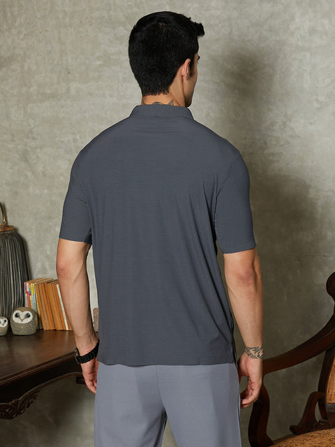 CTRL CLUB Seamless Striped Polo T-Shirt