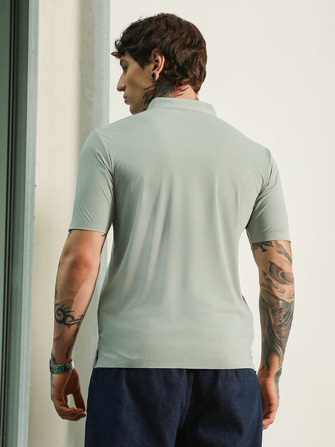 HookdLight Green Slim Fit Polo T-Shirt with Breathable Poly-Spandex Blend