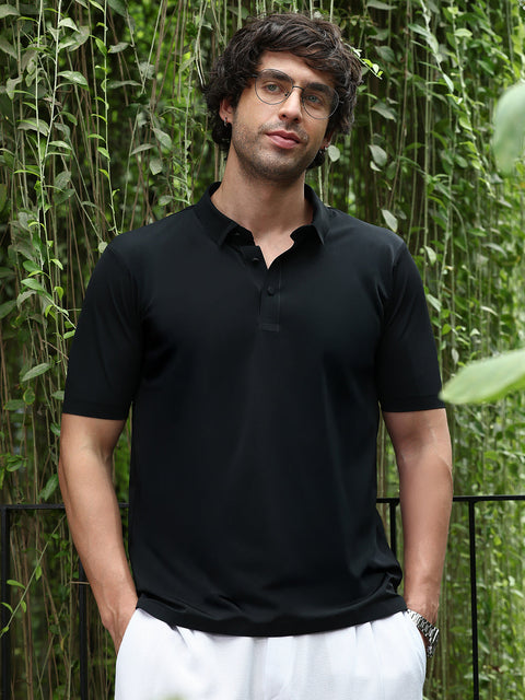 Take Two Men T-Shirt Seamless Solid Polo T-Shirt