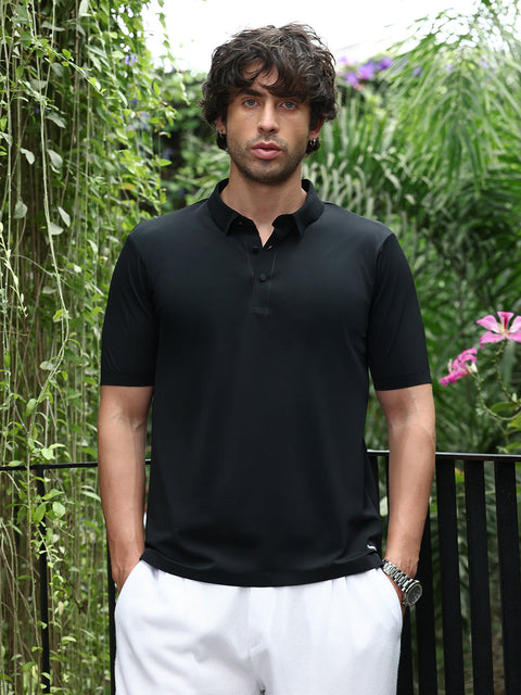 Take Two Men T-Shirt Seamless Solid Polo T-Shirt
