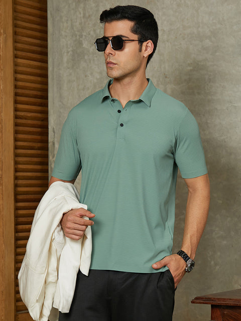 CTRL CLUB Seamless Striped Polo T-Shirt