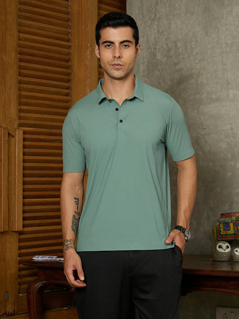 CTRL CLUB Seamless Striped Polo T-Shirt