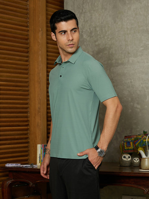 CTRL CLUB Seamless Striped Polo T-Shirt