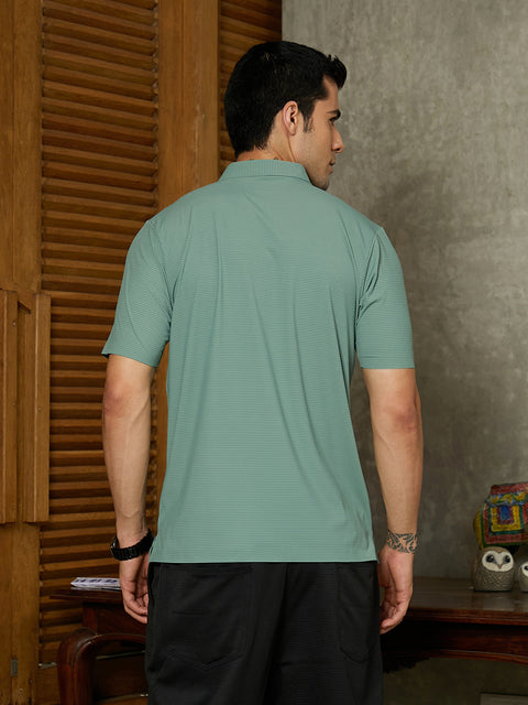 CTRL CLUB Seamless Striped Polo T-Shirt