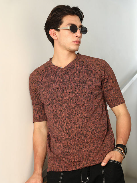 CTRL CLUB Contrast-Heathered Knitted T-Shirt