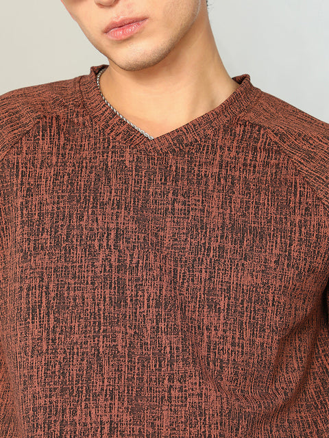 Hooked Contrast-Heathered Knitted T-Shirt