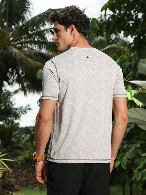 OneKind Cloud Grey Plash-Imprint Activewear T-Shirt