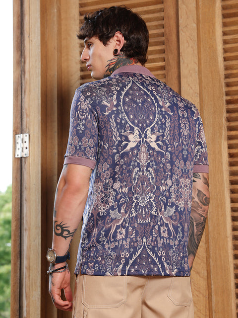JINX Indie Floral Jacquard-Knit Polo T-Shirt