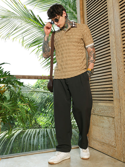 Hooked Block Argyle-Knit Polo T-Shirt