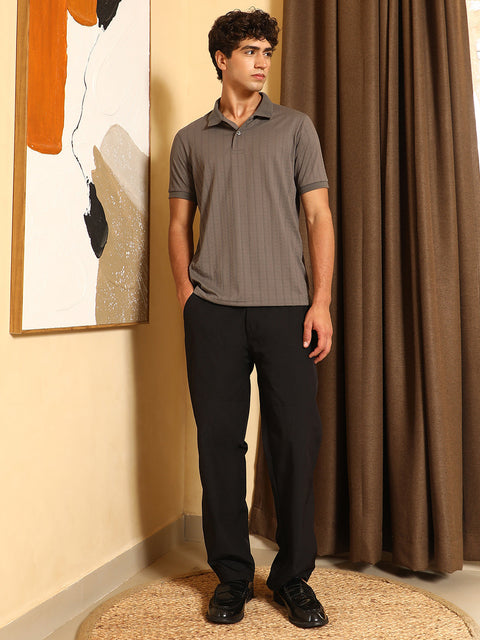OneKind Rope-Lined Textured Polo T-Shirt
