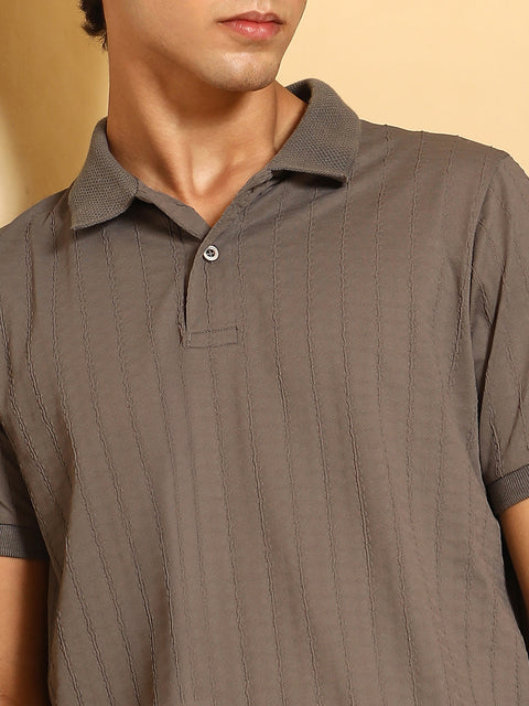 OneKind Rope-Lined Textured Polo T-Shirt