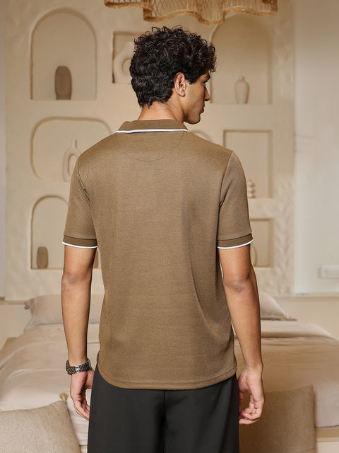 Interim Ribbed-Knit Polo T-Shirt