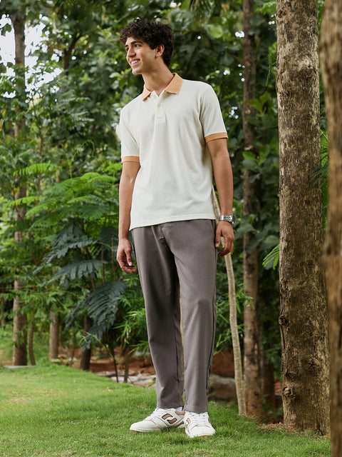 Just Be Block-Textured Knit Polo T-Shirt