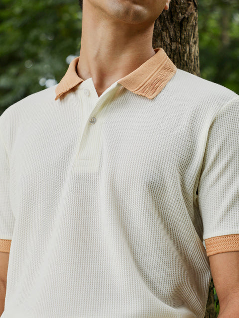 Just Be Block-Textured Knit Polo T-Shirt