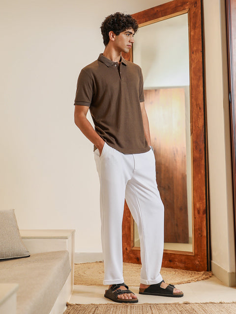 Just Be Textured-Knit Polo T-Shirt