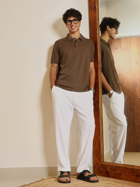 Just Be Textured-Knit Polo T-Shirt