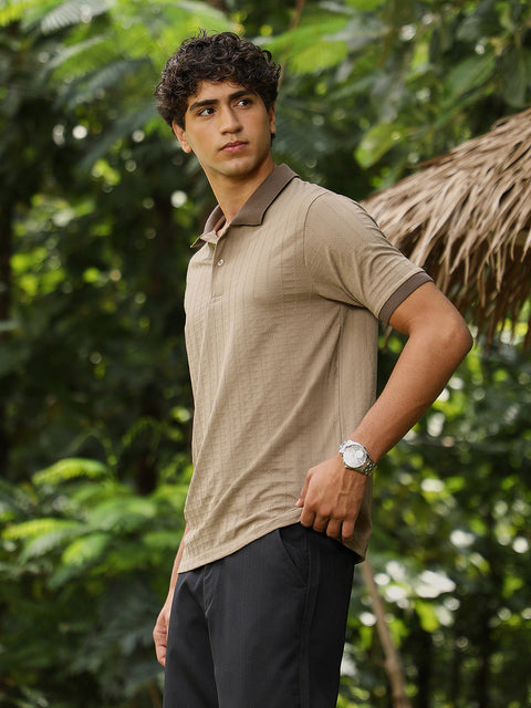 Just Be Rope-Lined Textured Polo T-Shirt