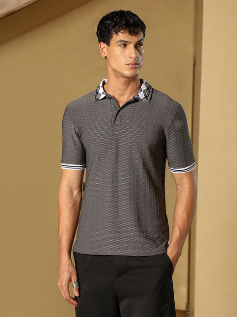OneKind Hive Argyle-Knit Polo T-Shirt