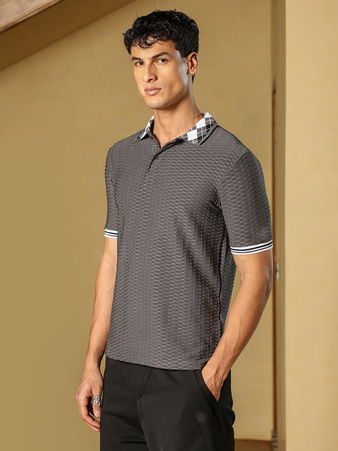 OneKind Hive Argyle-Knit Polo T-Shirt