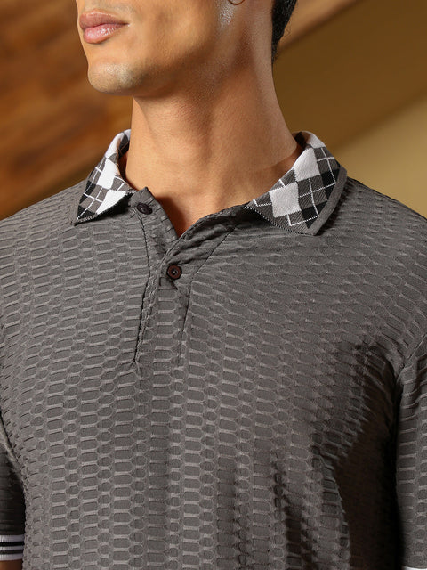 OneKind Hive Argyle-Knit Polo T-Shirt