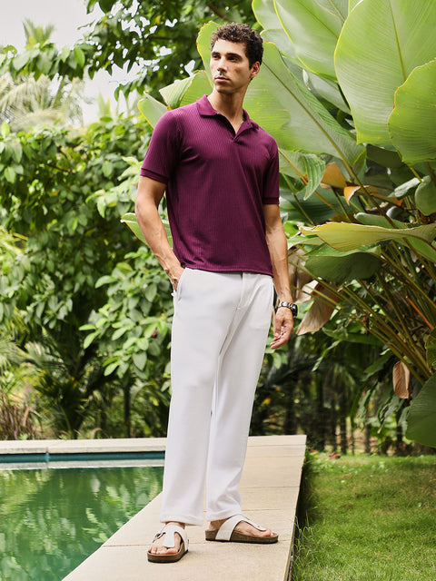 Just Be Vined-Jacquard Knit Polo T-Shirt