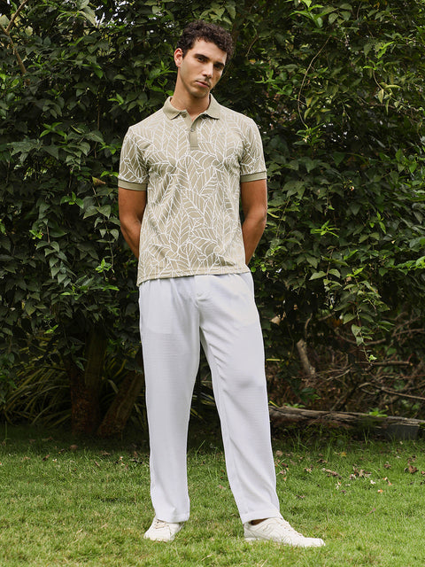 Just Be Foliage-Jacquard Polo T-Shirt