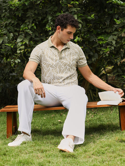 Just Be Foliage-Jacquard Polo T-Shirt