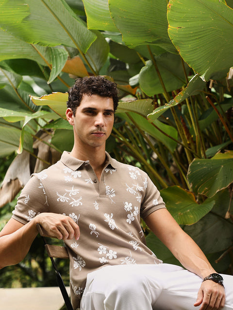 Chaos Flora-Jacquard Polo T-Shirt