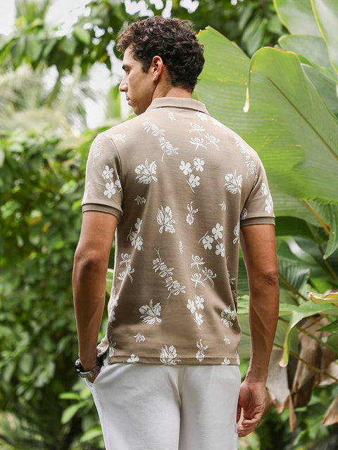 Chaos Flora-Jacquard Polo T-Shirt