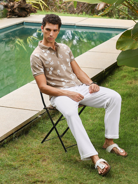 Chaos Flora-Jacquard Polo T-Shirt