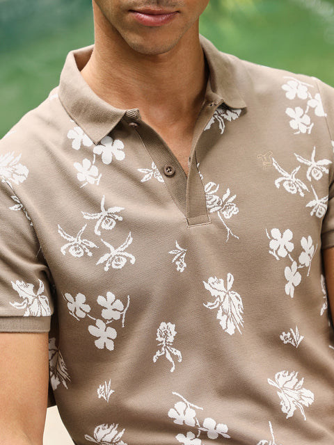 Chaos Flora-Jacquard Polo T-Shirt