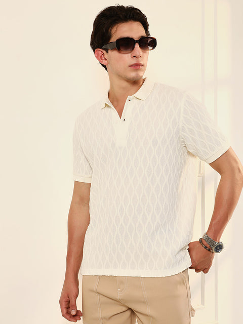 JINX Marquise-Tactile Knit Polo T-Shirt