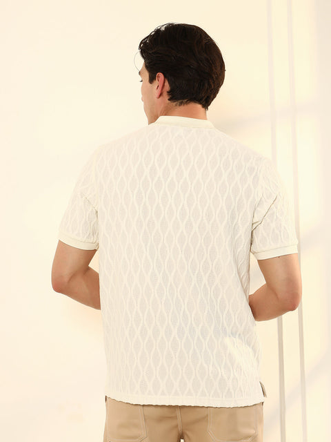 Hooked Marquise-Tactile Knit Polo T-Shirt