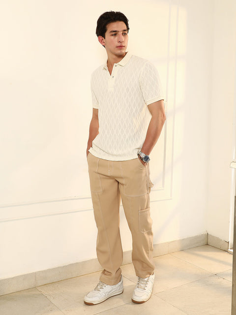 Hooked Marquise-Tactile Knit Polo T-Shirt