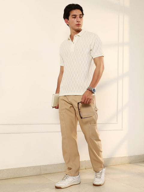 Hooked Marquise-Tactile Knit Polo T-Shirt