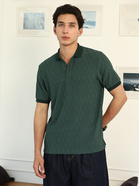 Hooked Marquise-Tactile Knit Polo T-Shirt