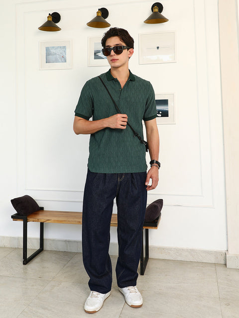 Hooked Marquise-Tactile Knit Polo T-Shirt