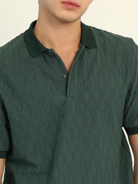 Hooked Marquise-Tactile Knit Polo T-Shirt