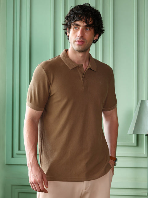 Take 2 Solid-Ribbed Polo T-Shirt