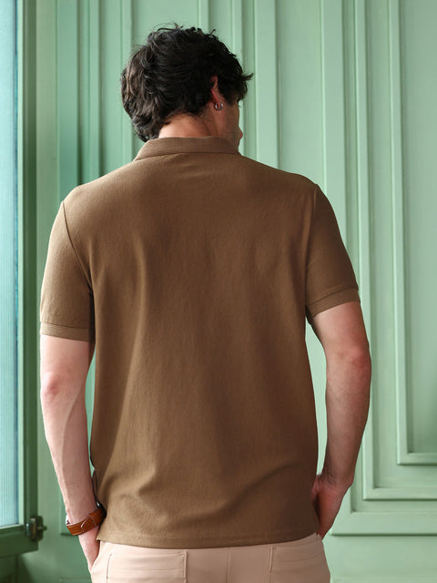 Take 2 Solid-Ribbed Polo T-Shirt