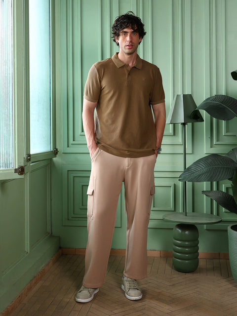 Take 2 Solid-Ribbed Polo T-Shirt