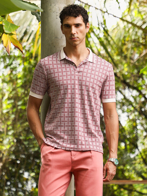 Chaos Basket-Jacquard Polo T-Shirt