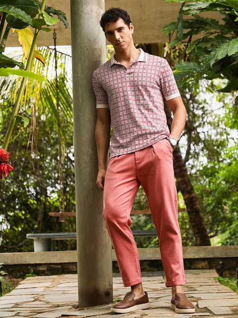 Chaos Basket-Jacquard Polo T-Shirt