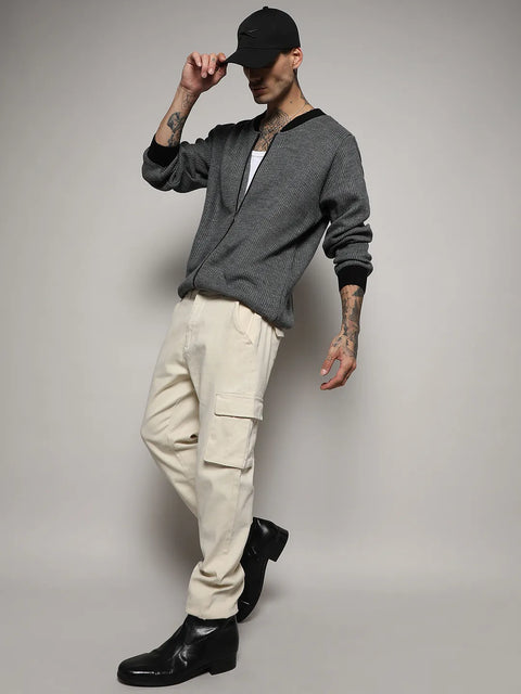 Hooked Zip-Front Knitted Jacket