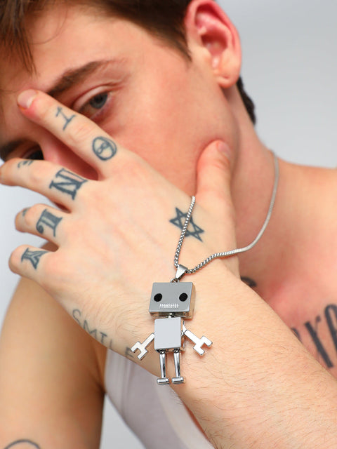 Chaos - Robot Pendant Necklace - Silver