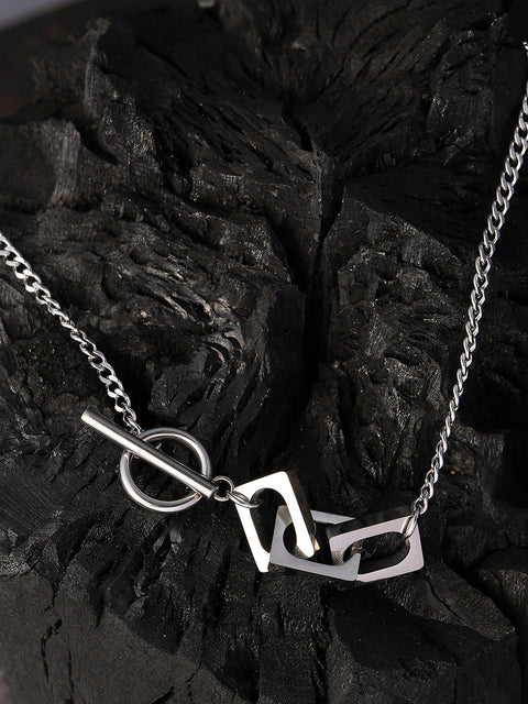 Chaos - The Zig-Saw Pendant Necklace - Metallic Silver