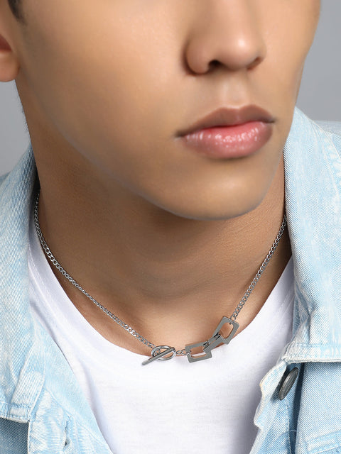 Chaos - The Zig-Saw Pendant Necklace - Metallic Silver