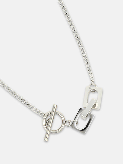 Chaos - The Zig-Saw Pendant Necklace - Metallic Silver