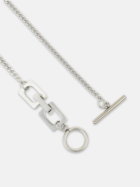 Chaos - The Zig-Saw Pendant Necklace - Metallic Silver